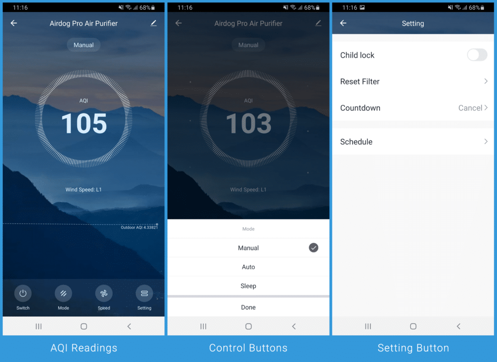 Airdog Pro App - Control Options