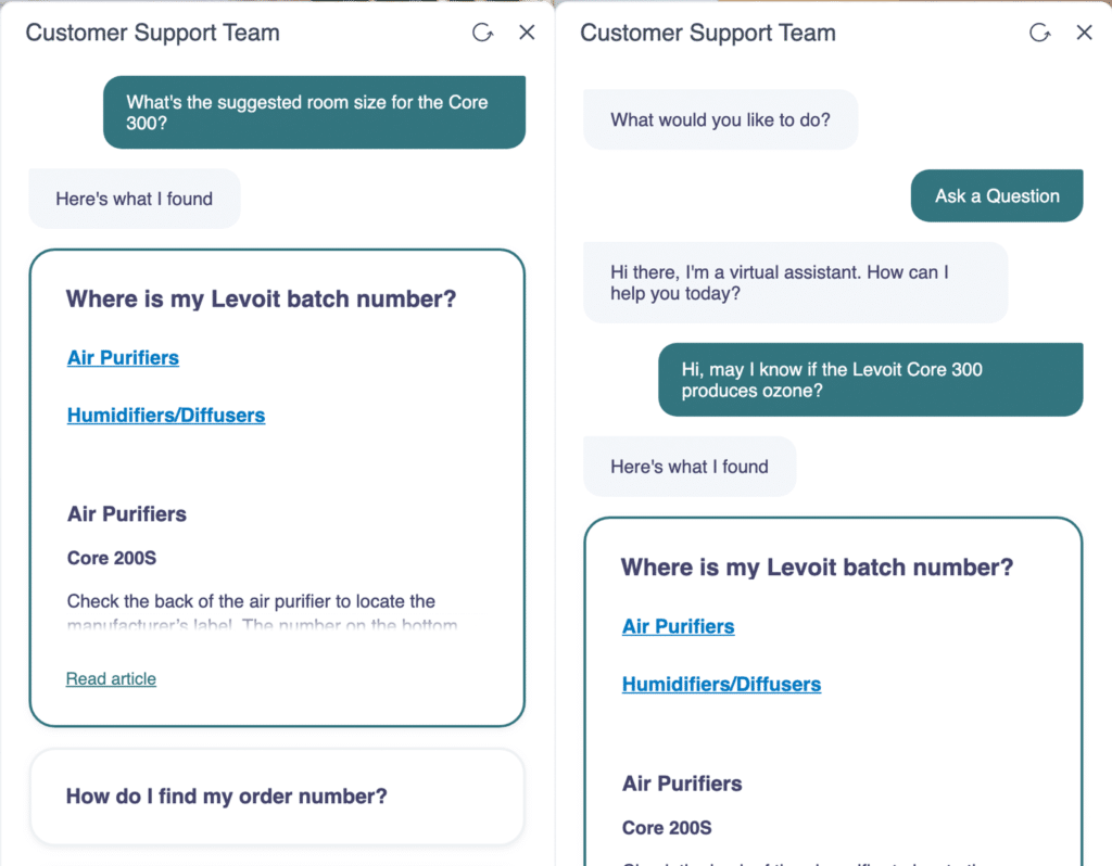 Levoit Core 300 Customer Support - Chat Bot