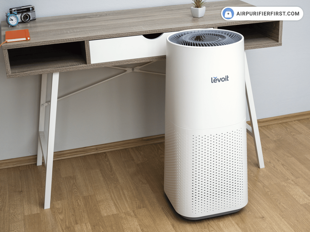 Levoit LV-H134 Air Purifier - Placed in front of the office desk
