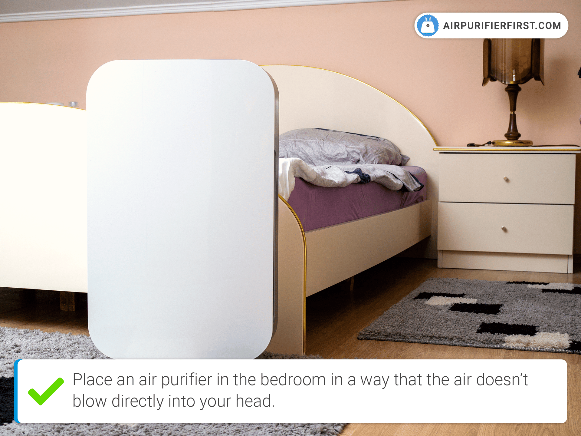 It is important to place an air purifier properly in a bedroom