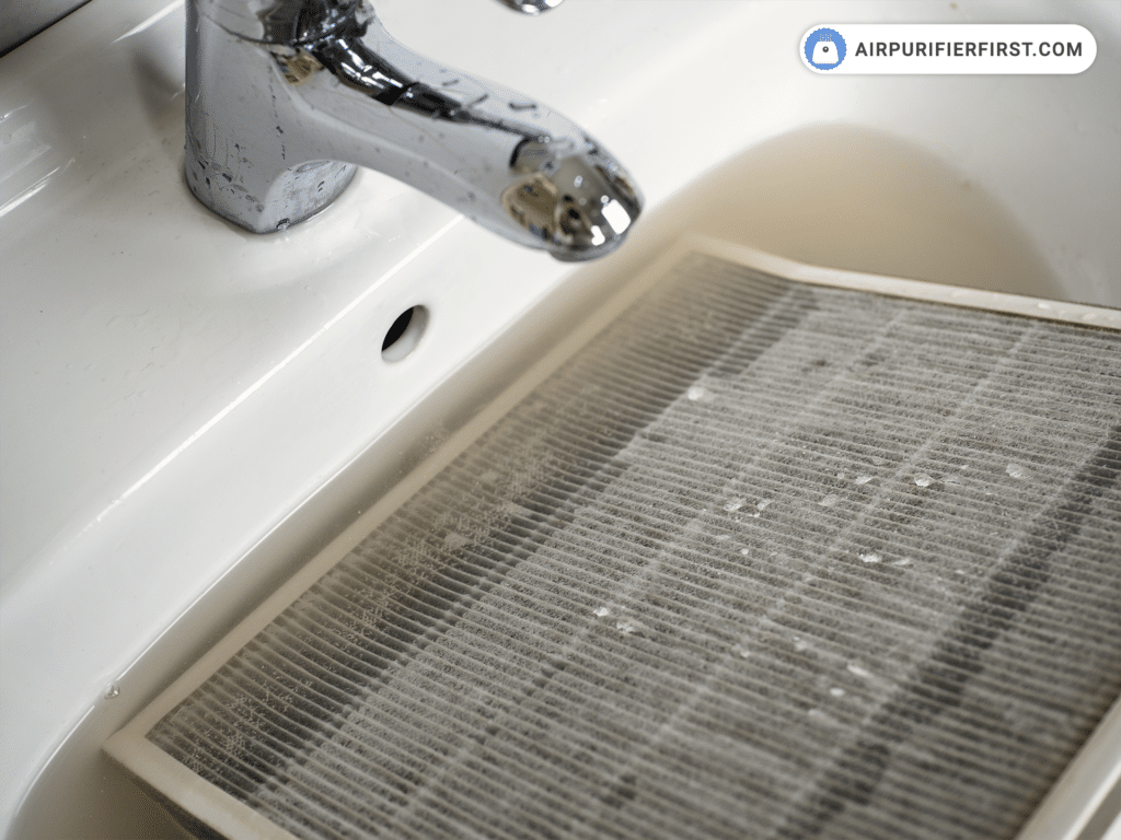 The process of washing a HEPA filter