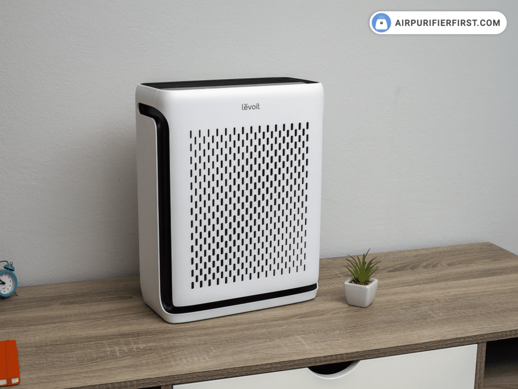 Levoit Vital 100S Air Purifier - Placed on the office desk